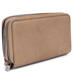 LORO PIANA taupe leather CONTINENTAL ZIP-AROUND Wallet