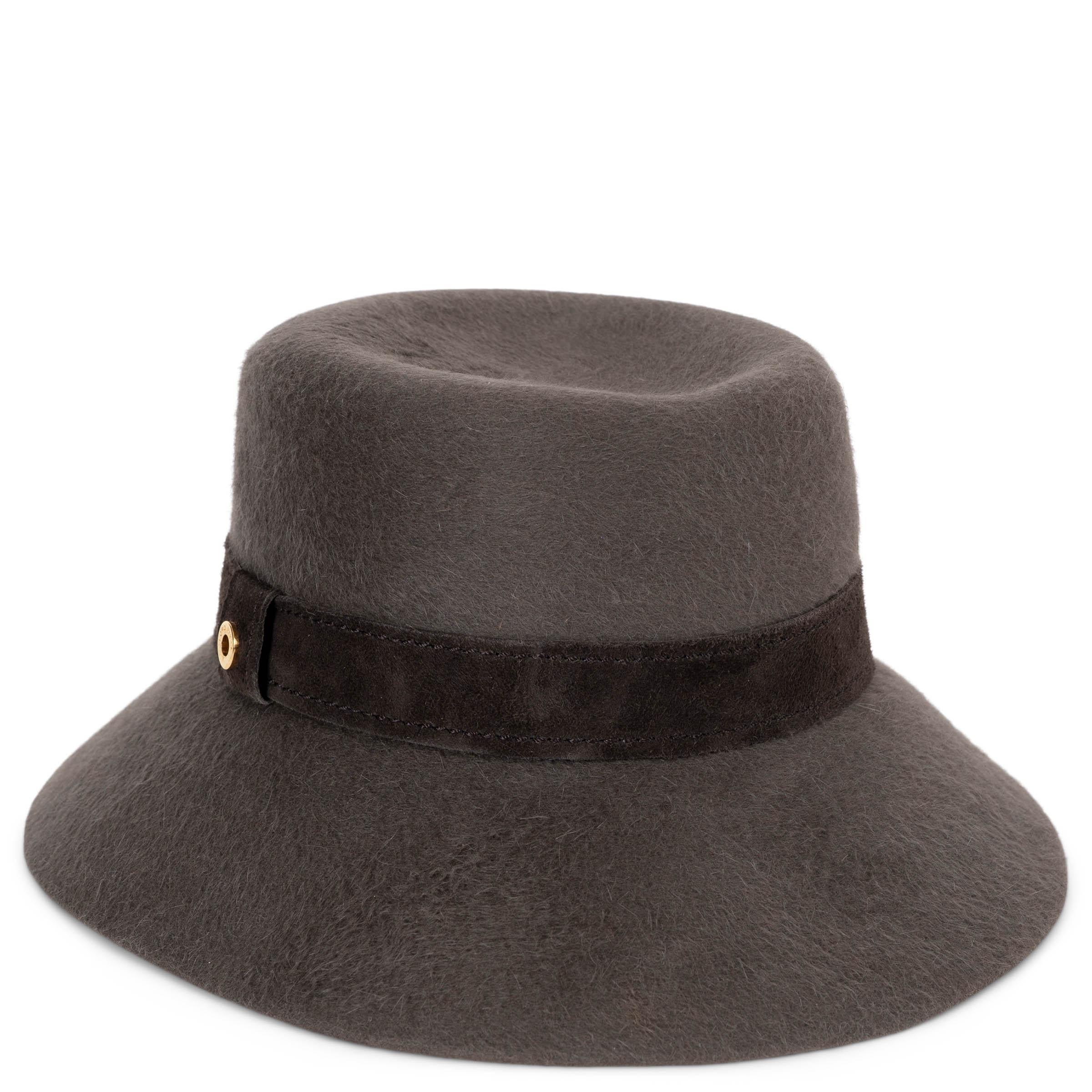 Loro Piana Cappello in feltro di coniglio taupe SUEDE TRIM FEDORA M. I.