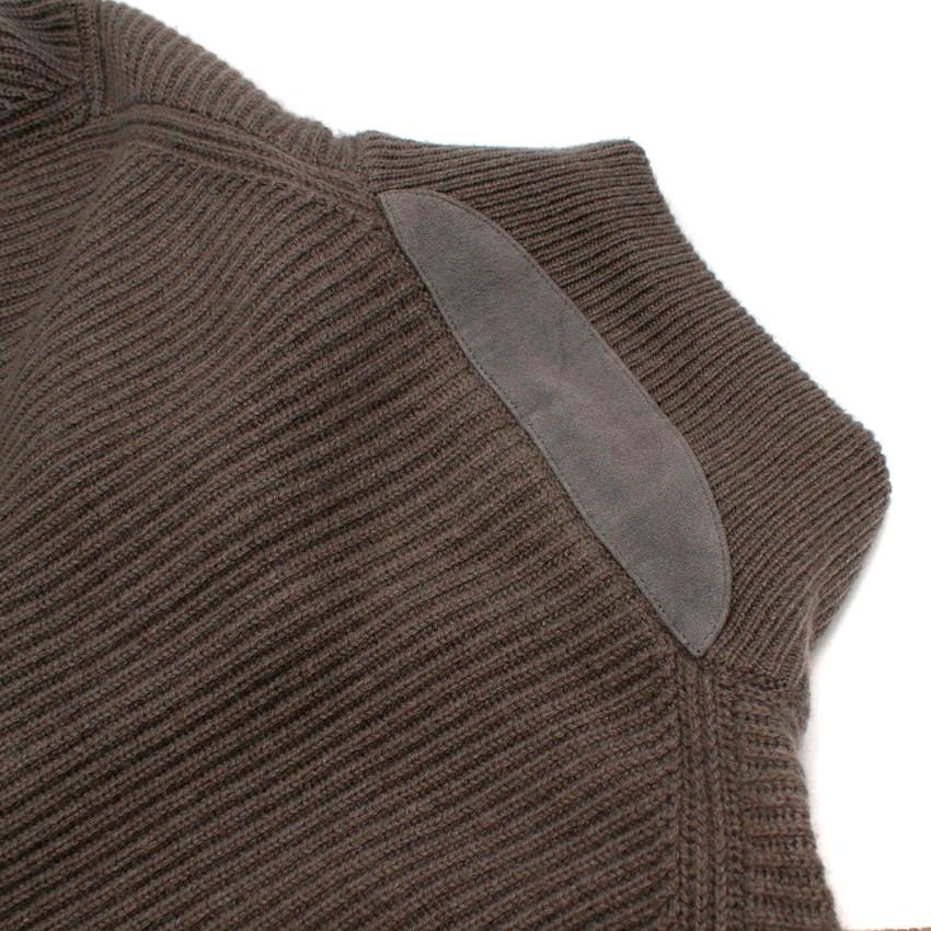 Loro Piana Taupe Ribbed Cashmere Zip Up Cardigan - Us size 38  2