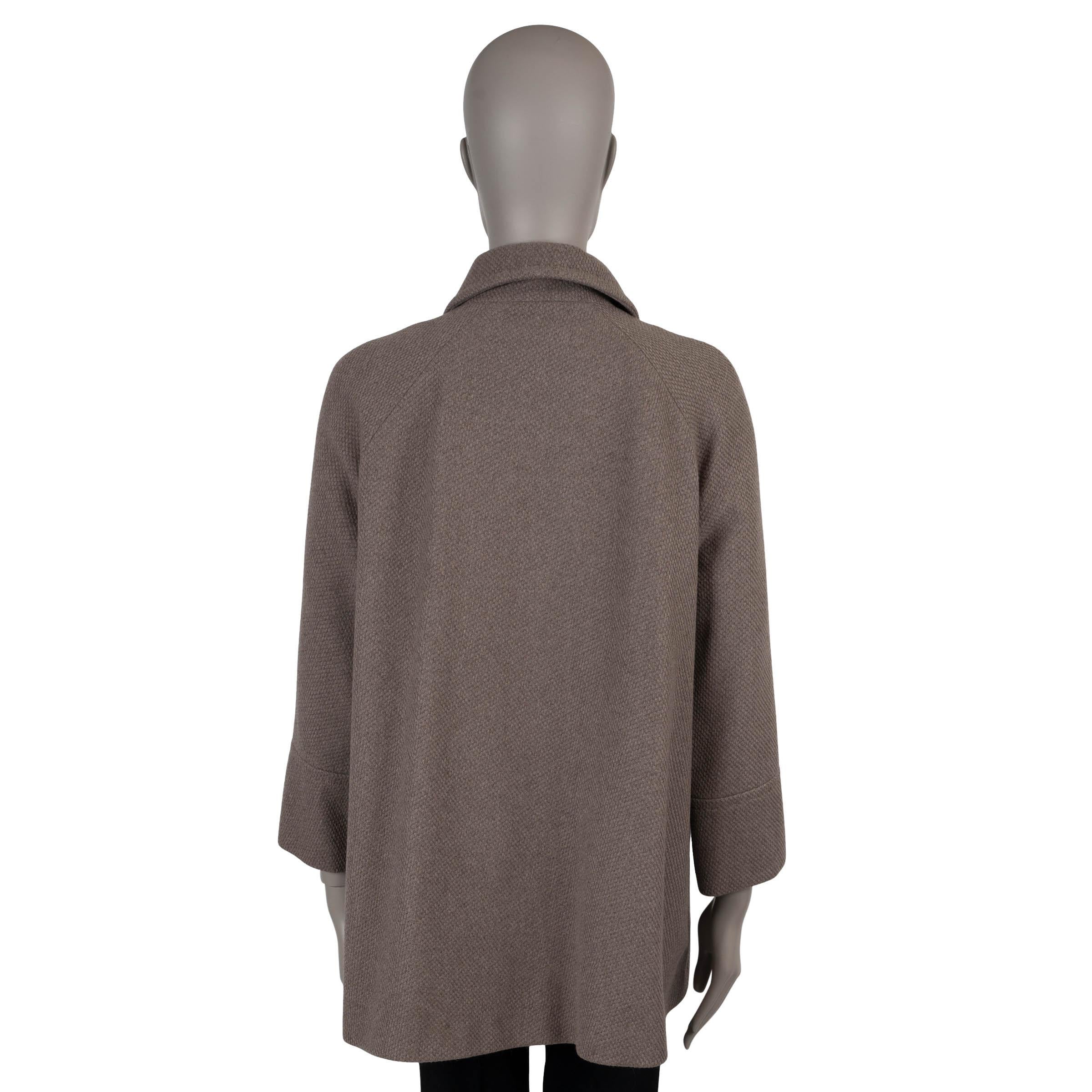 Grigio LORO PIANA Giacca TEXTURED in misto lana taupe 44 L. in vendita