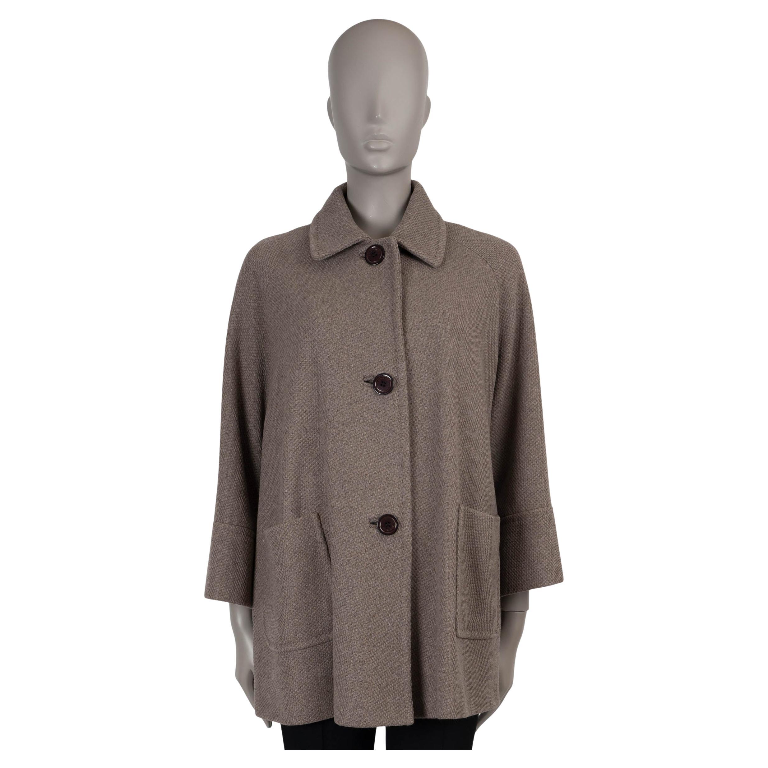 LORO PIANA taupe wool blend TEXTURED Jacket 44 L