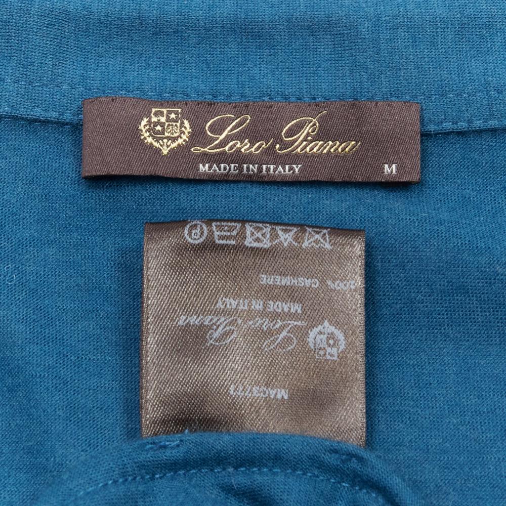 LORO PIANA teal blue 100% cashmere stitch button detail long sleeve polo shirt M For Sale 3