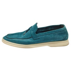 Loro Piana Teal Suede Summer Charms Walk Loafers Size 38