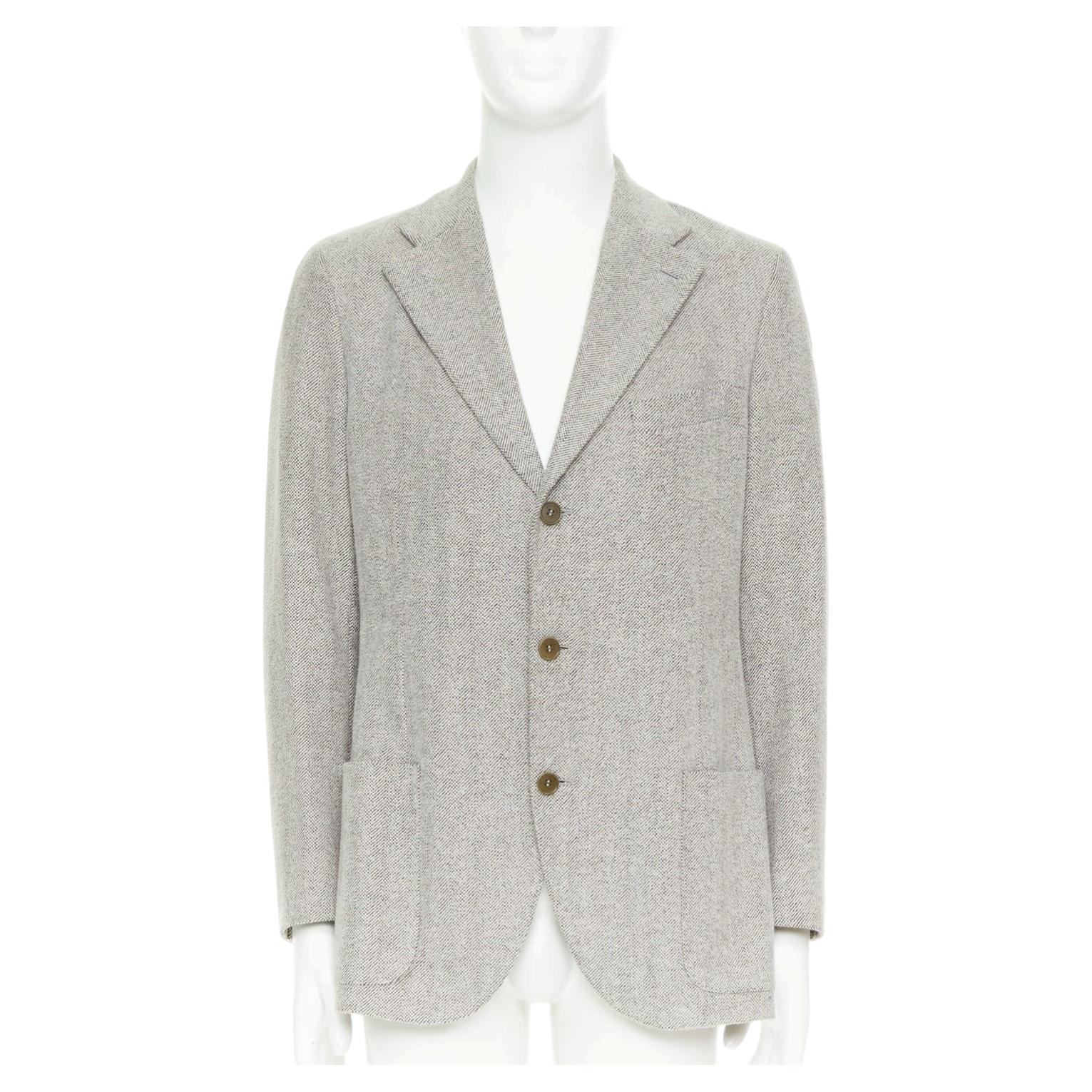 LORO PIANA textured cotton patch pocket 3-button single breasted blazer EU50 L