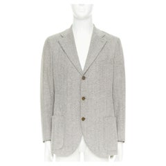 LORO PIANA textured cotton patch pocket 3-button single breasted blazer EU50 L