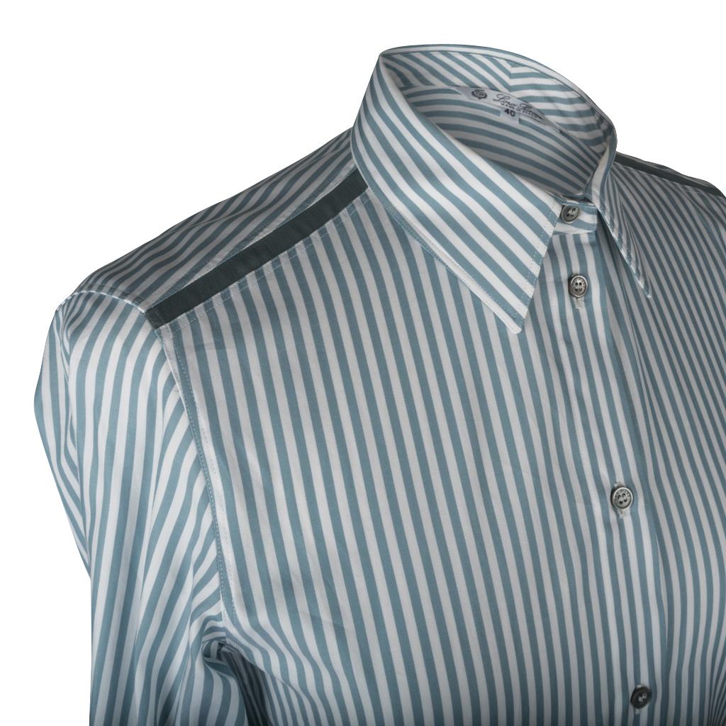 Loro Piana Top Shirt Striped Cotton Semi Sheer Insets 40 / 6 For Sale 4