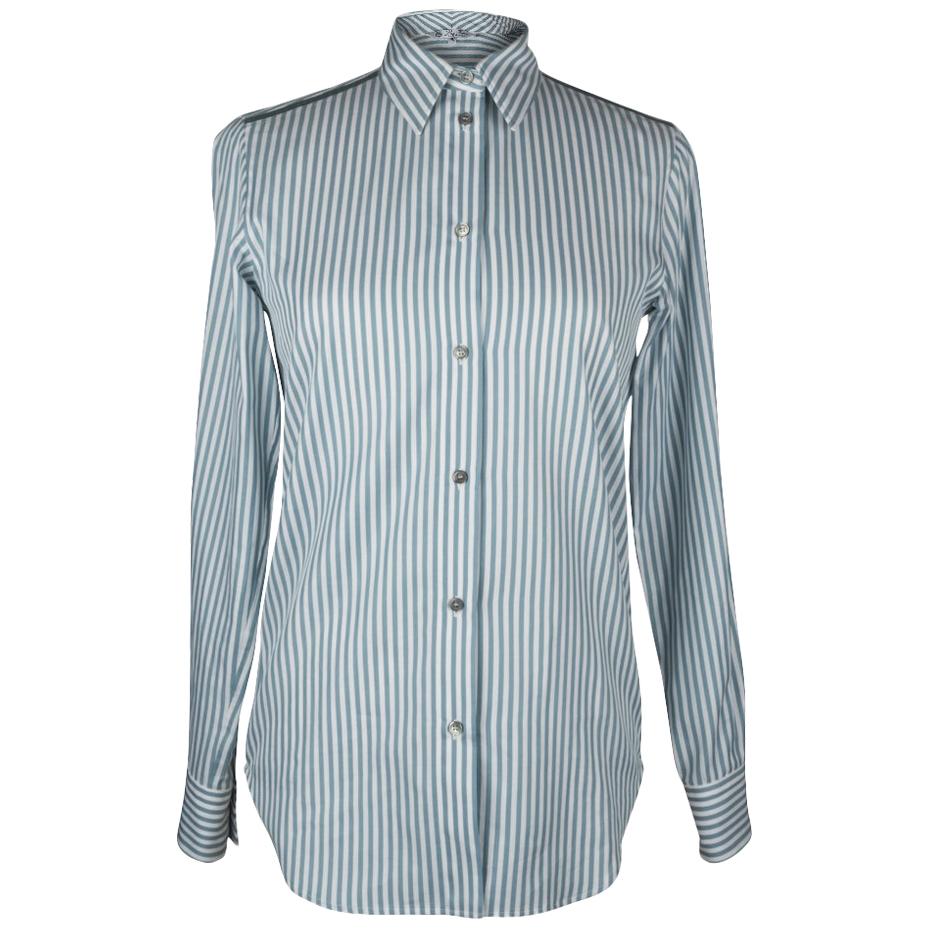 Loro Piana Top Shirt Striped Cotton Semi Sheer Insets 40 / 6