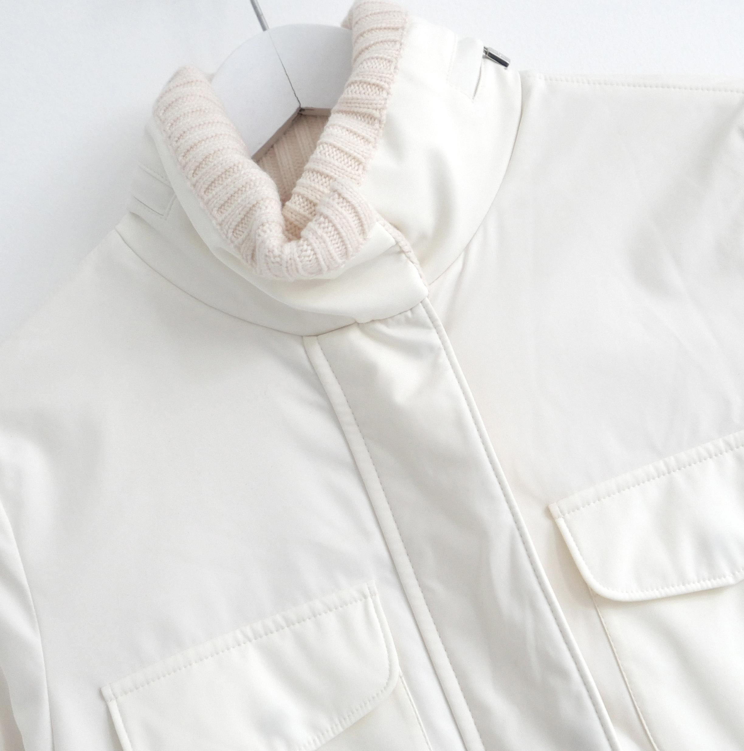 Gris Loro Piana Traveller Veste Safari Anorak intérieur en cachemire câblé en vente