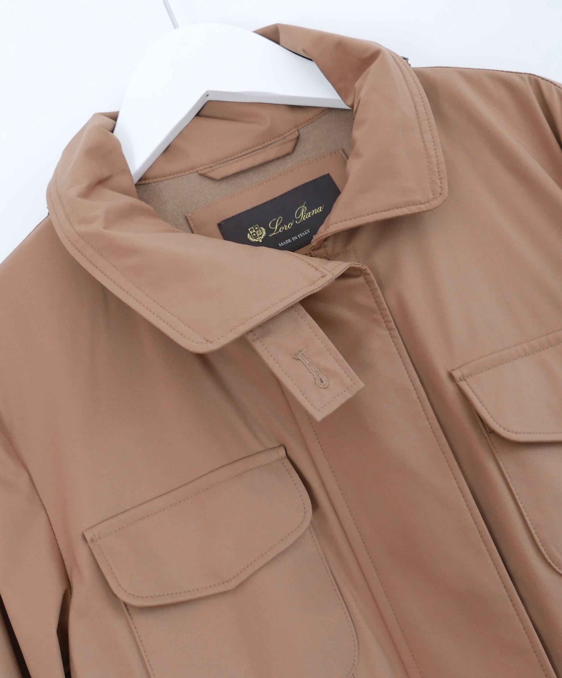 Brown Loro Piana Traveller Cashmere Lined Anorak Safari Jacket For Sale