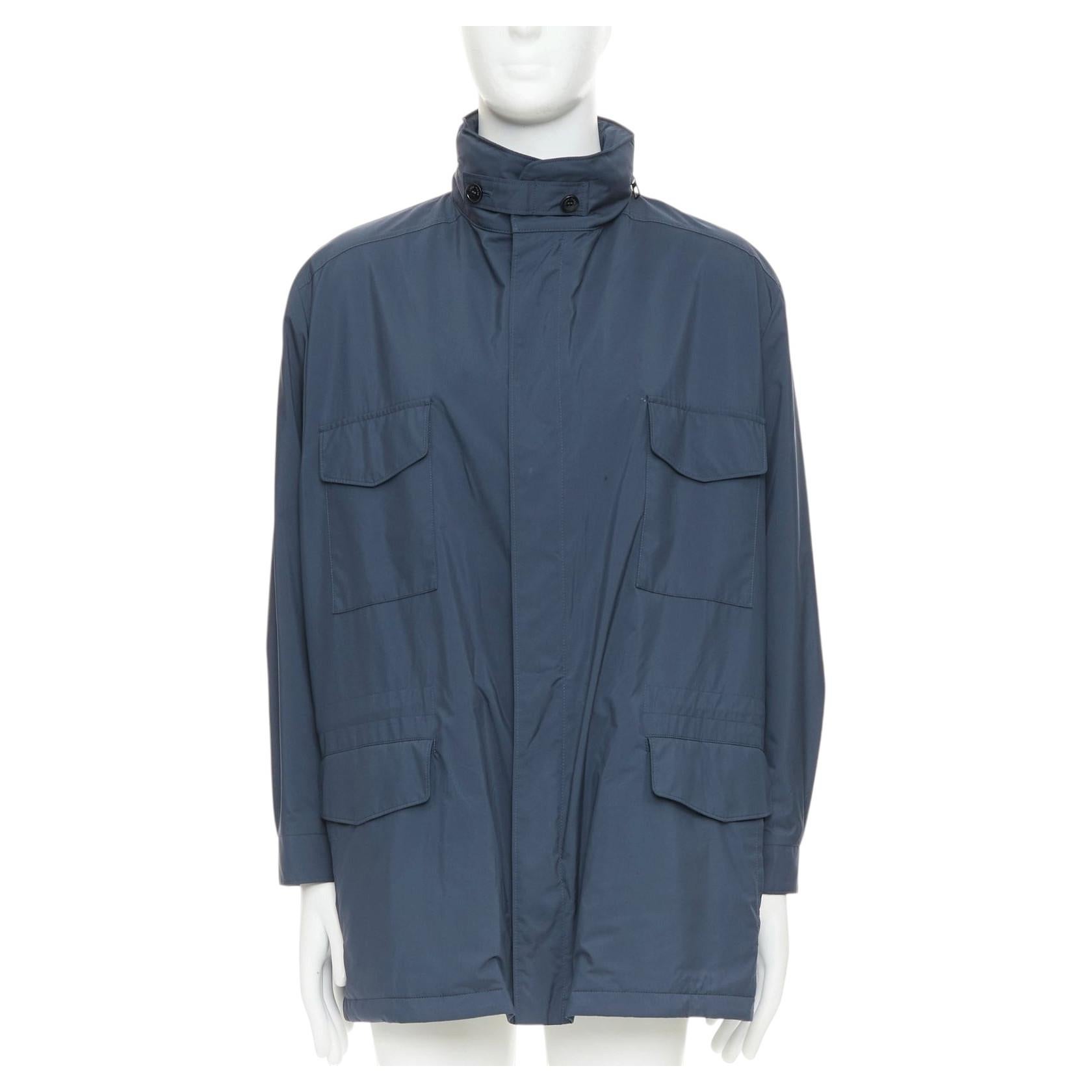 LORO PIANA Traveller navy windtech light 100% cashmere lined coat IT58 4XL