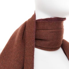 LORO PIANA Two Tone Baby Cashmere brown fringed colorblocked long scarf