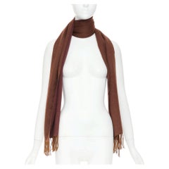 LORO PIANA Two Tone Baby Cashmere brown fringed colorblocked long scarf