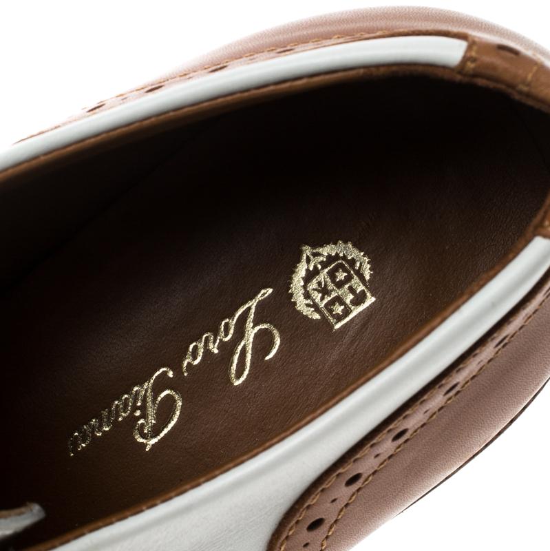 Loro Piana Zweifarbige Brogue Oxfords aus Leder mit runder Zehe und Flügelspitze Größe 37,5 1