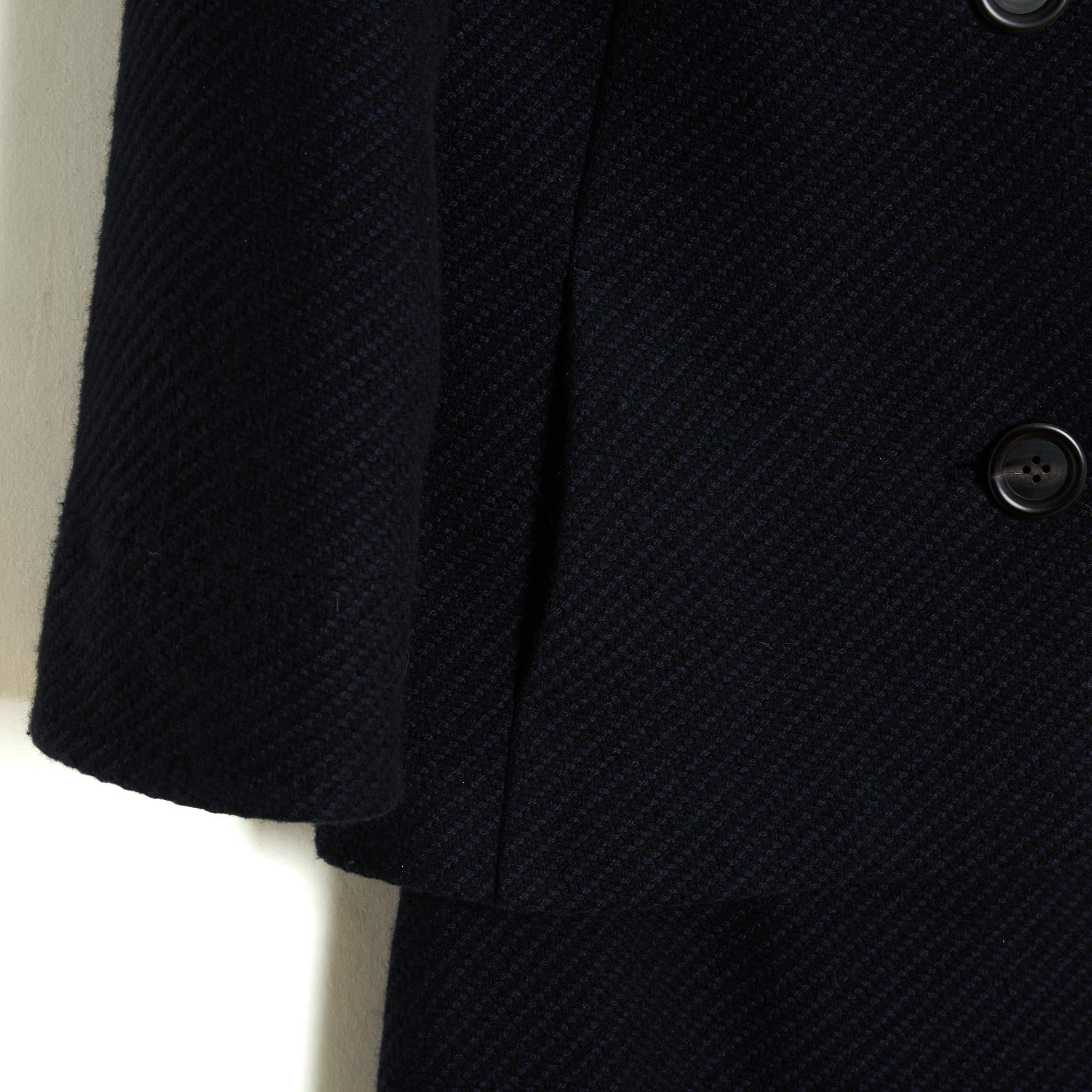 Noir Loro Piana Veste Jupe Cachemire FR36 Black Blue Cashmere Ensemble Suit UK8 US6 en vente