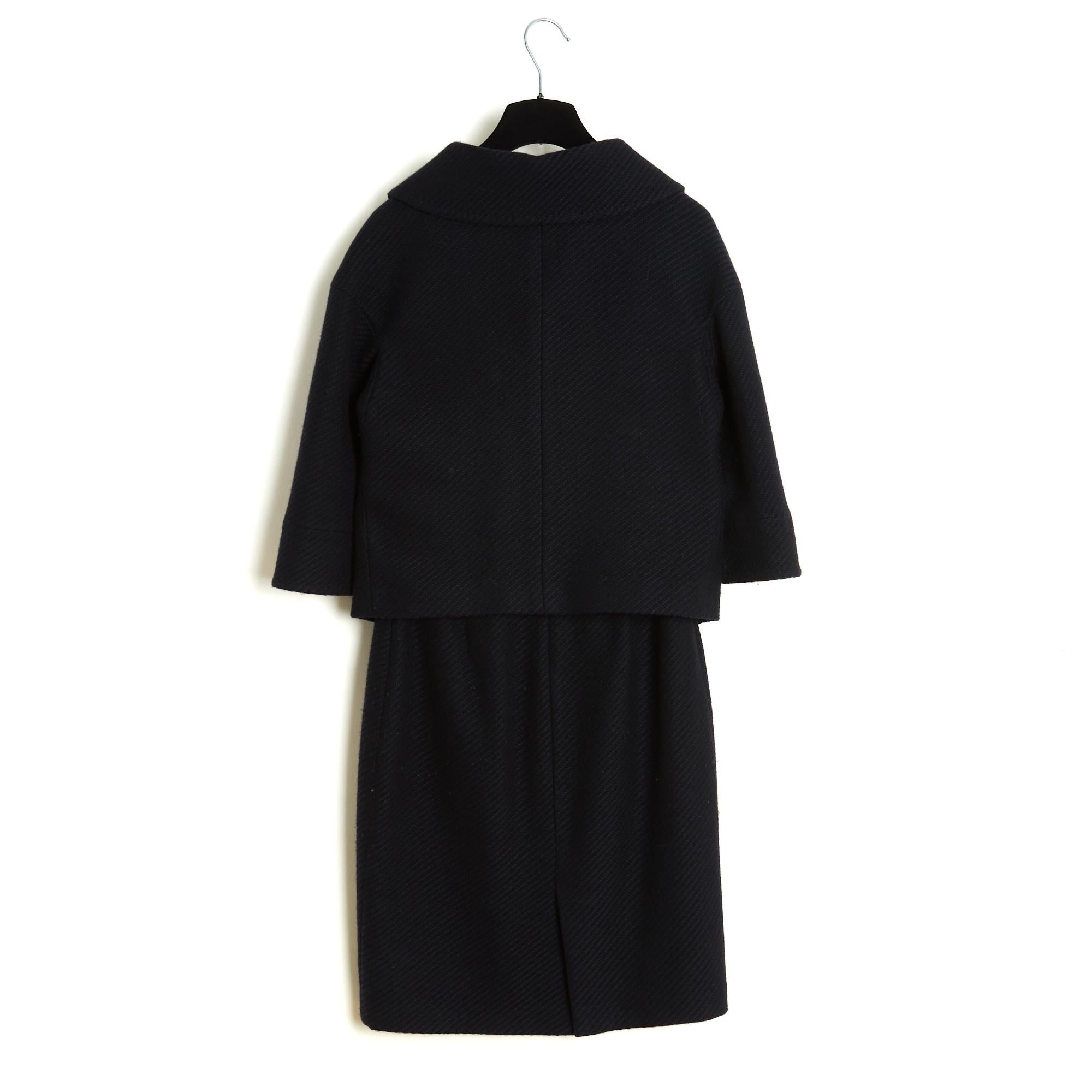 Loro Piana Veste Jupe Cachemire FR36 Black Blue Cashmere Ensemble Suit UK8 US6 Pour femmes en vente