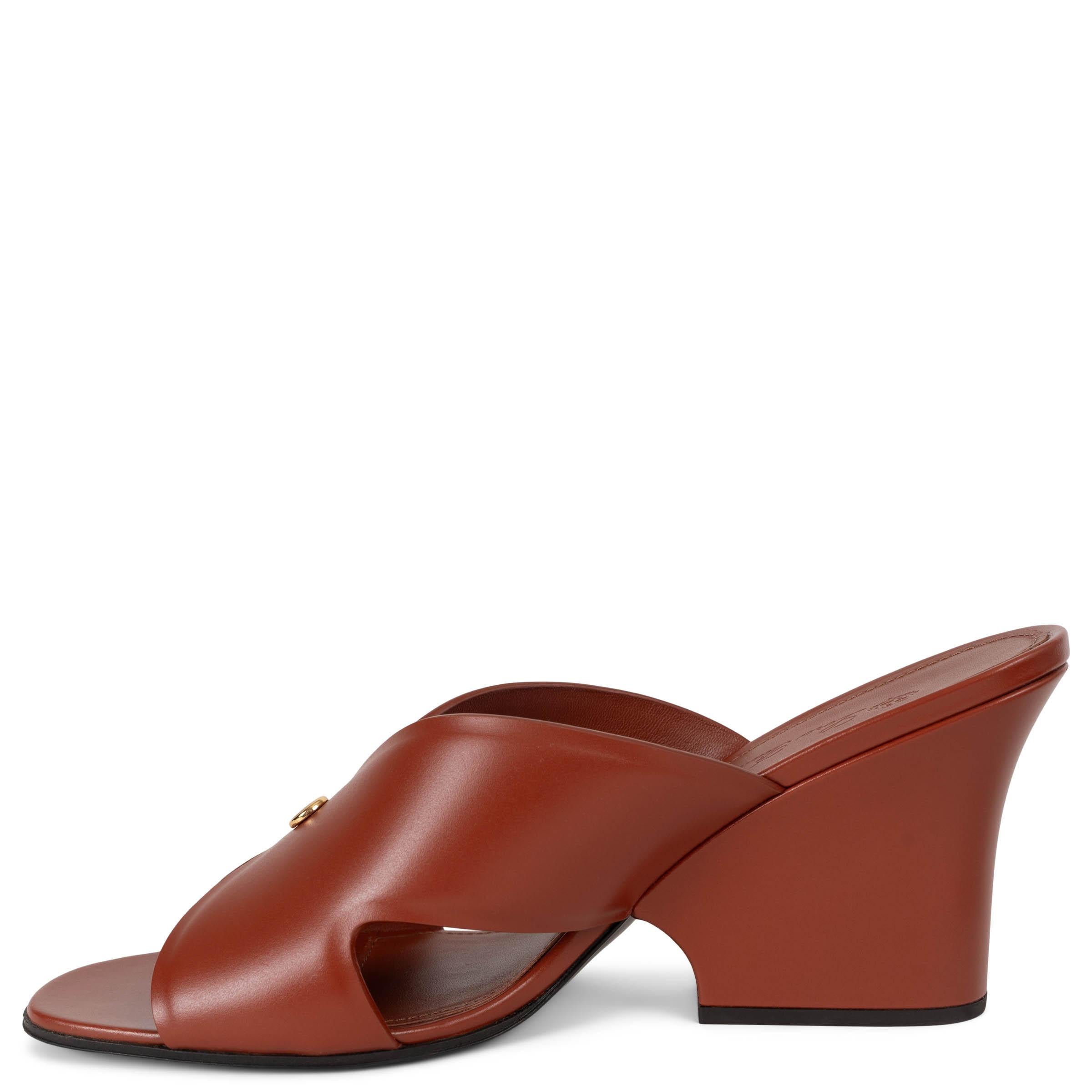 LORO PIANA Vinegar brick Leder 2025 VERA WEDGE Sandalen Schuhe 38.5 (Braun) im Angebot