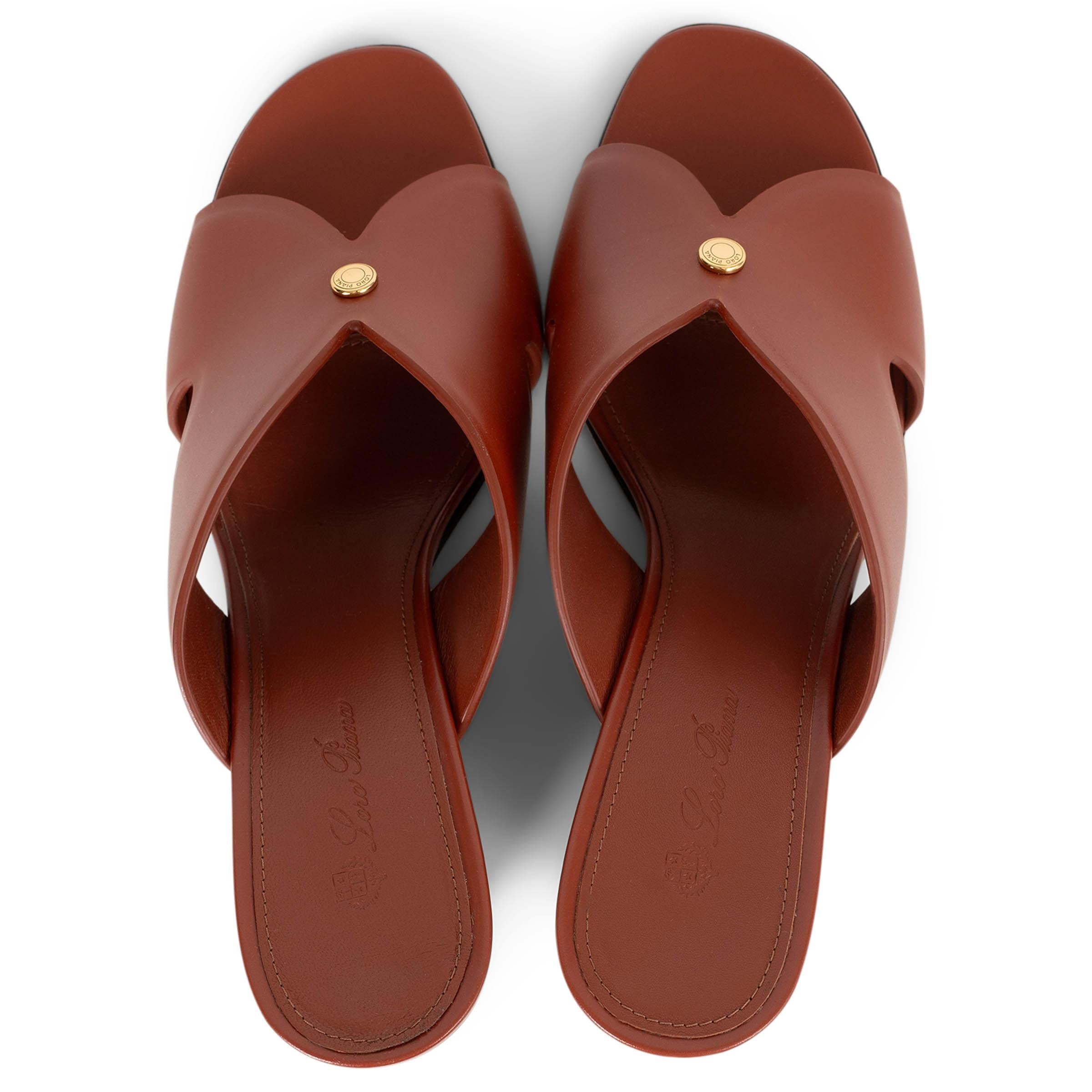 LORO PIANA Vinegar brick Leder 2025 VERA WEDGE Sandalen Schuhe 38.5 Damen im Angebot