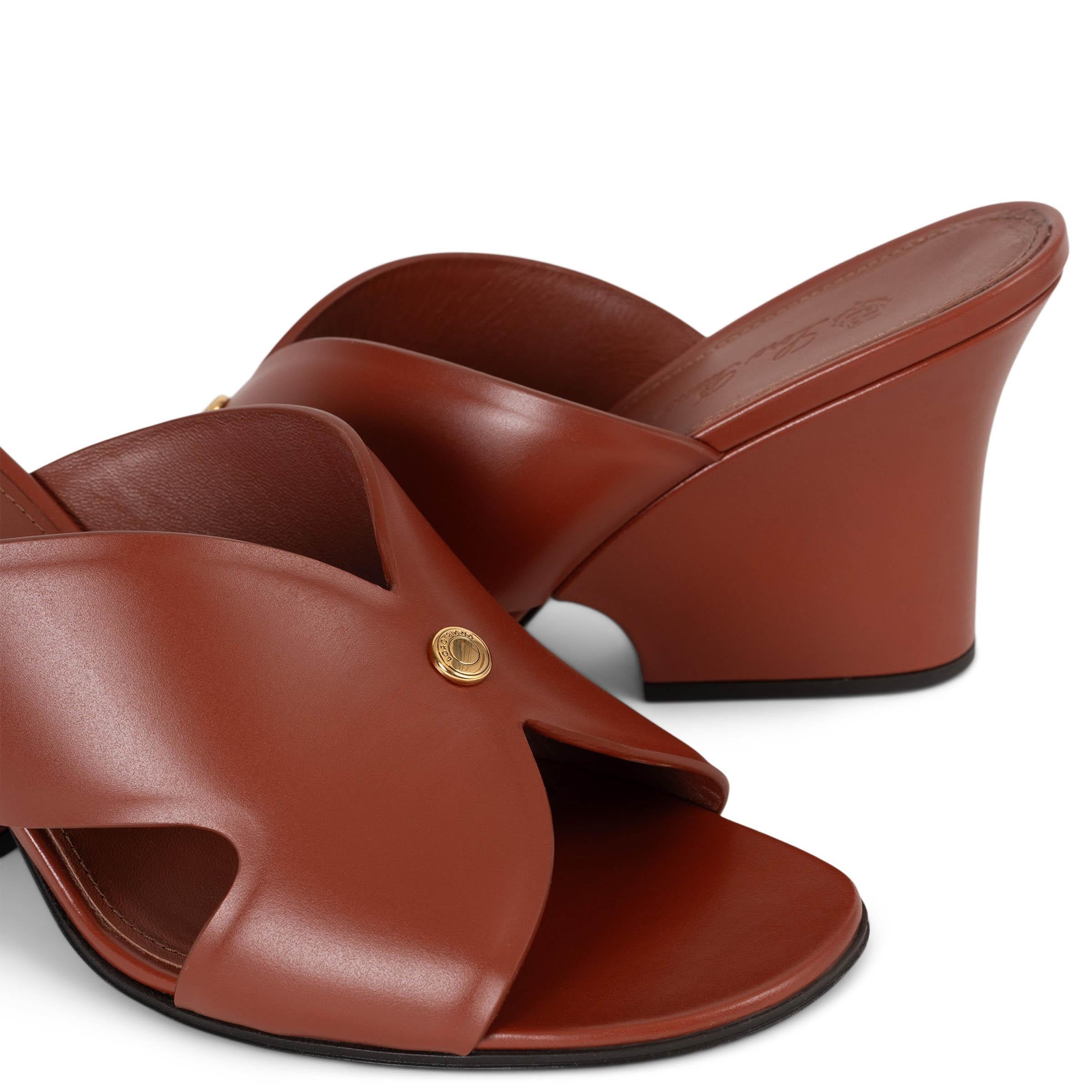 LORO PIANA Vinegar brick Leder 2025 VERA WEDGE Sandalen Schuhe 38.5 im Angebot 1