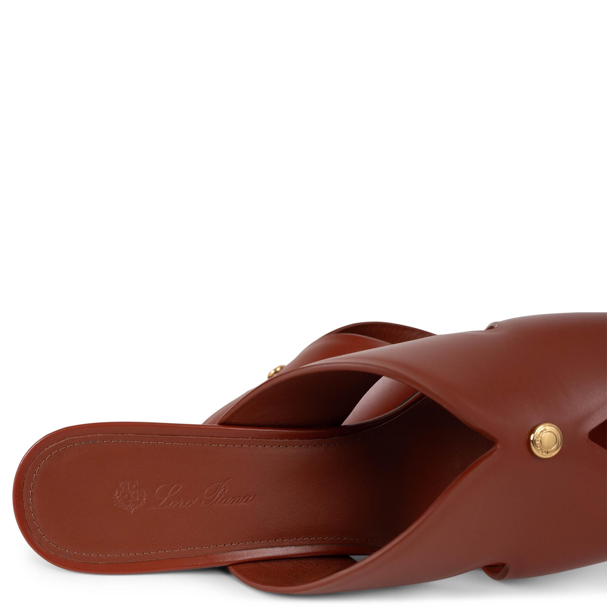 LORO PIANA Vinegar brick Leder 2025 VERA WEDGE Sandalen Schuhe 38.5 im Angebot 2