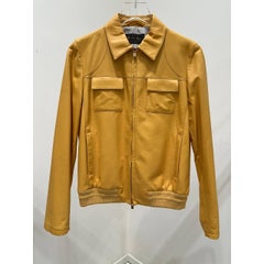 Loro Piana Vintage 1990s Mustard Yellow Lambskin Leather Jacket IT 44