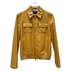 Loro Piana Vintage 1990s Mustard Yellow Lambskin Leather Jacket IT 44