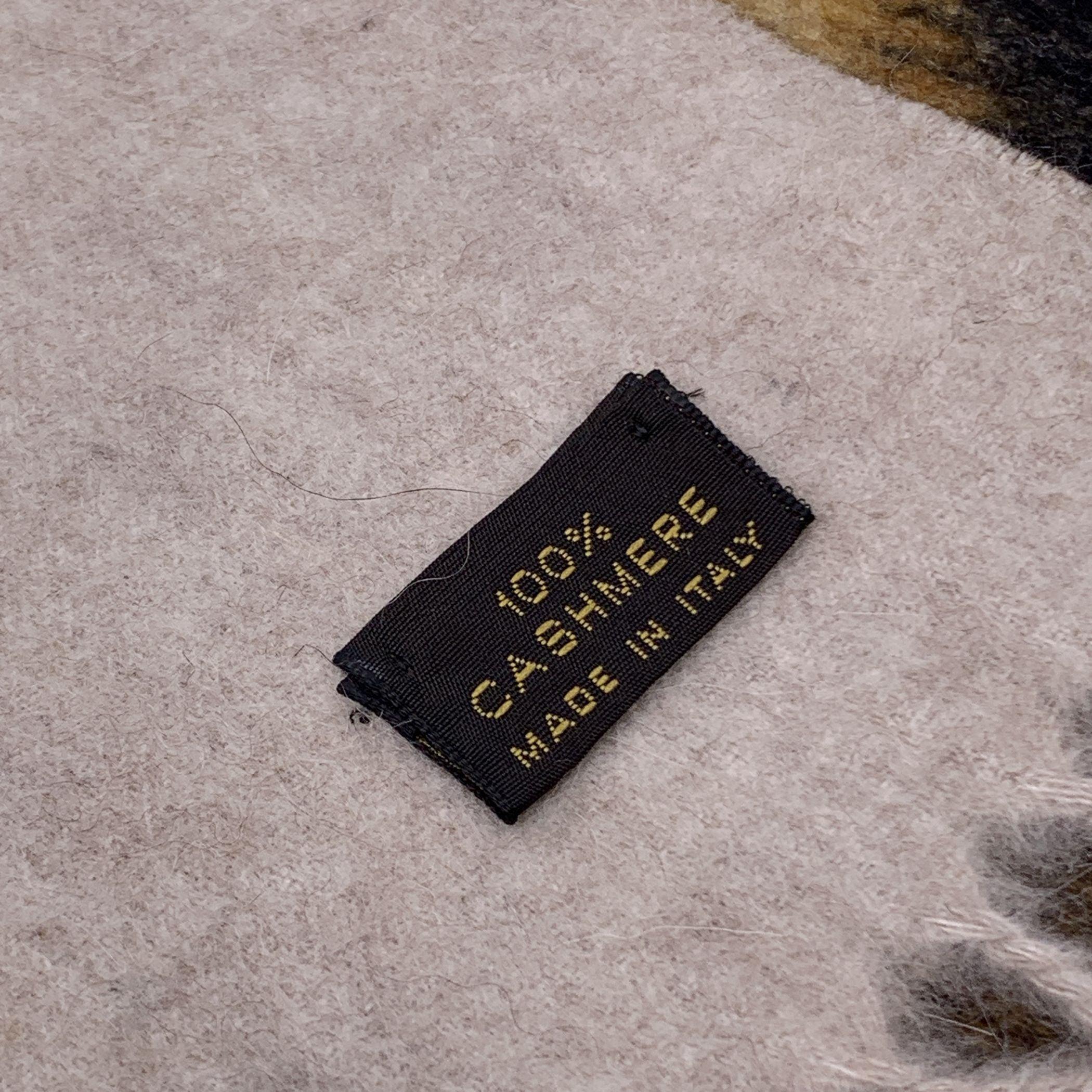 Women's Loro Piana Vintage Animalier Pure Cashmere Fringed Stole Wrap Scarf