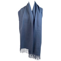 Loro Piana Vintage Light Blue Reversible Cashmere Large Scarf