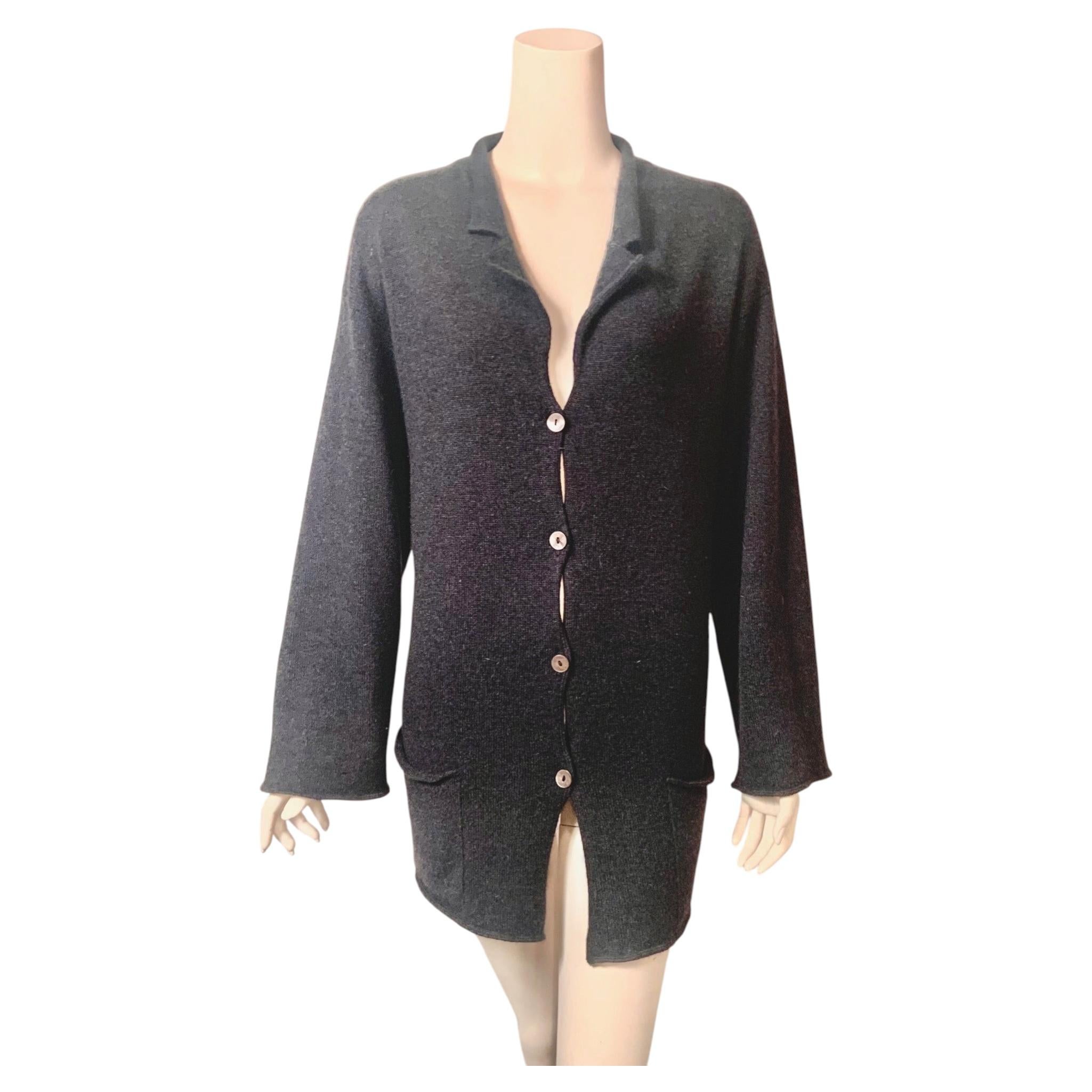 Loro Piana Vintage Oversized Slate Blue Cashmere Cardigan Sweater