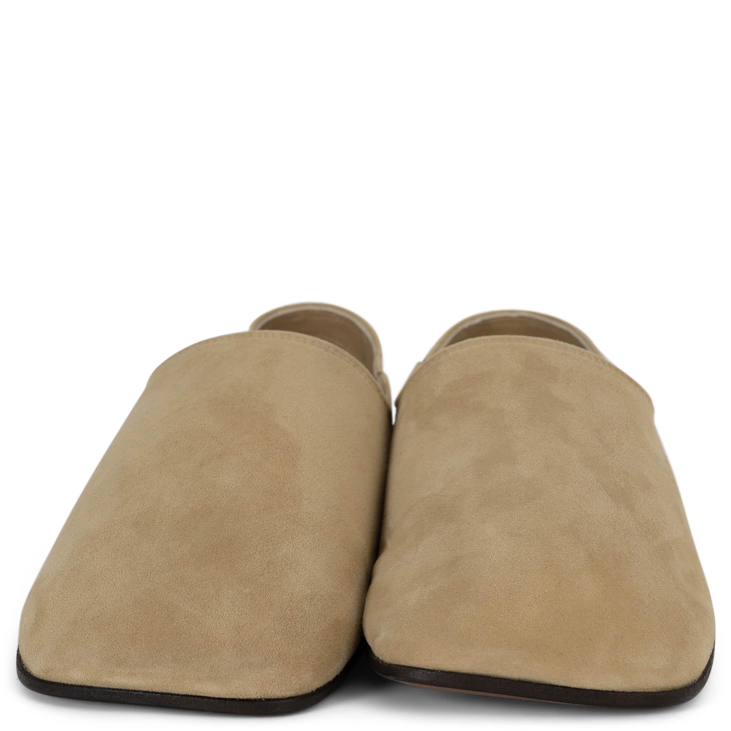 This 100% authentic Loro Piana Gravina loafers in Wet Sand (beige) suede redefine casual elegance with unparalleled softness and comfort. Expertly treated for water and stain resistance, they offer practicality without compromising on luxury.