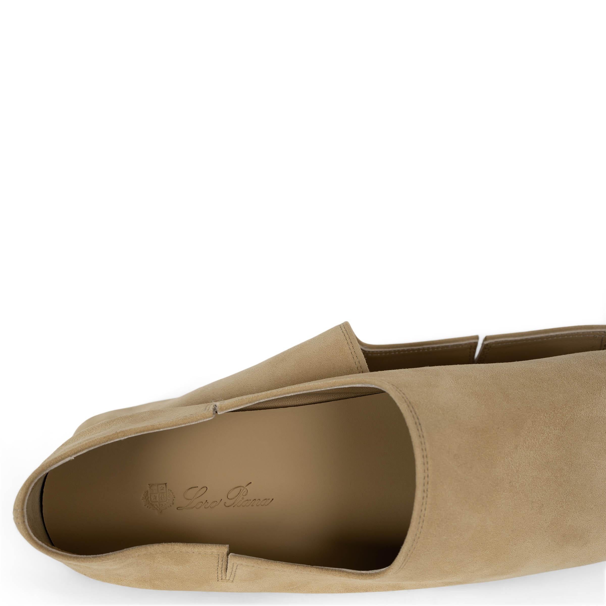 LORO PIANA Wet Sand beige suede 2023 GRAVINA Loafers Shoes 38 en venta 2
