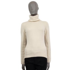 LORO PIANA white cbaby ashmere Turtleneck Sweater 40 S
