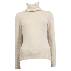 LORO PIANA white cbaby ashmere Turtleneck Sweater 40 S