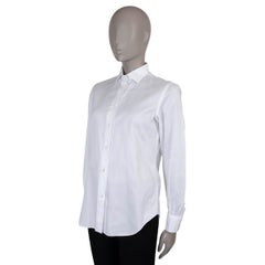 Loro Piana Klassisches Twill-Hemd aus weißer Baumwolle mit Knopfleiste, Größe 42 M