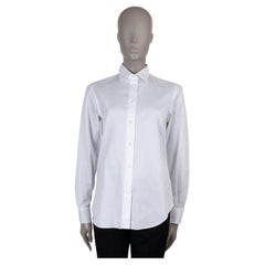 Loro Piana Klassisches Twill-Hemd aus weißer Baumwolle mit Knopfleiste, Größe 42 M