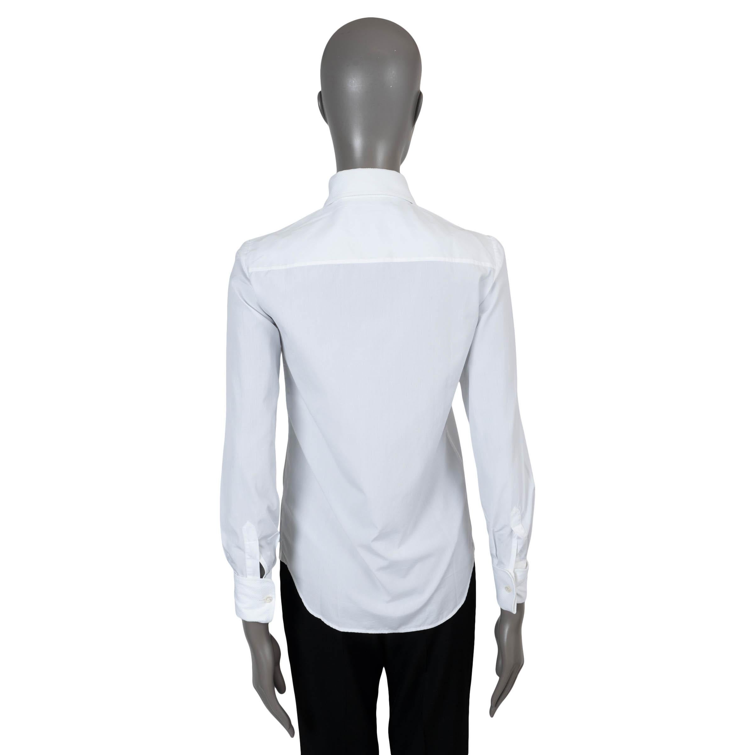 Gray LORO PIANA white cotton PIQUE COLLAR POPLIN Button-Up Shirt 36 XXS For Sale