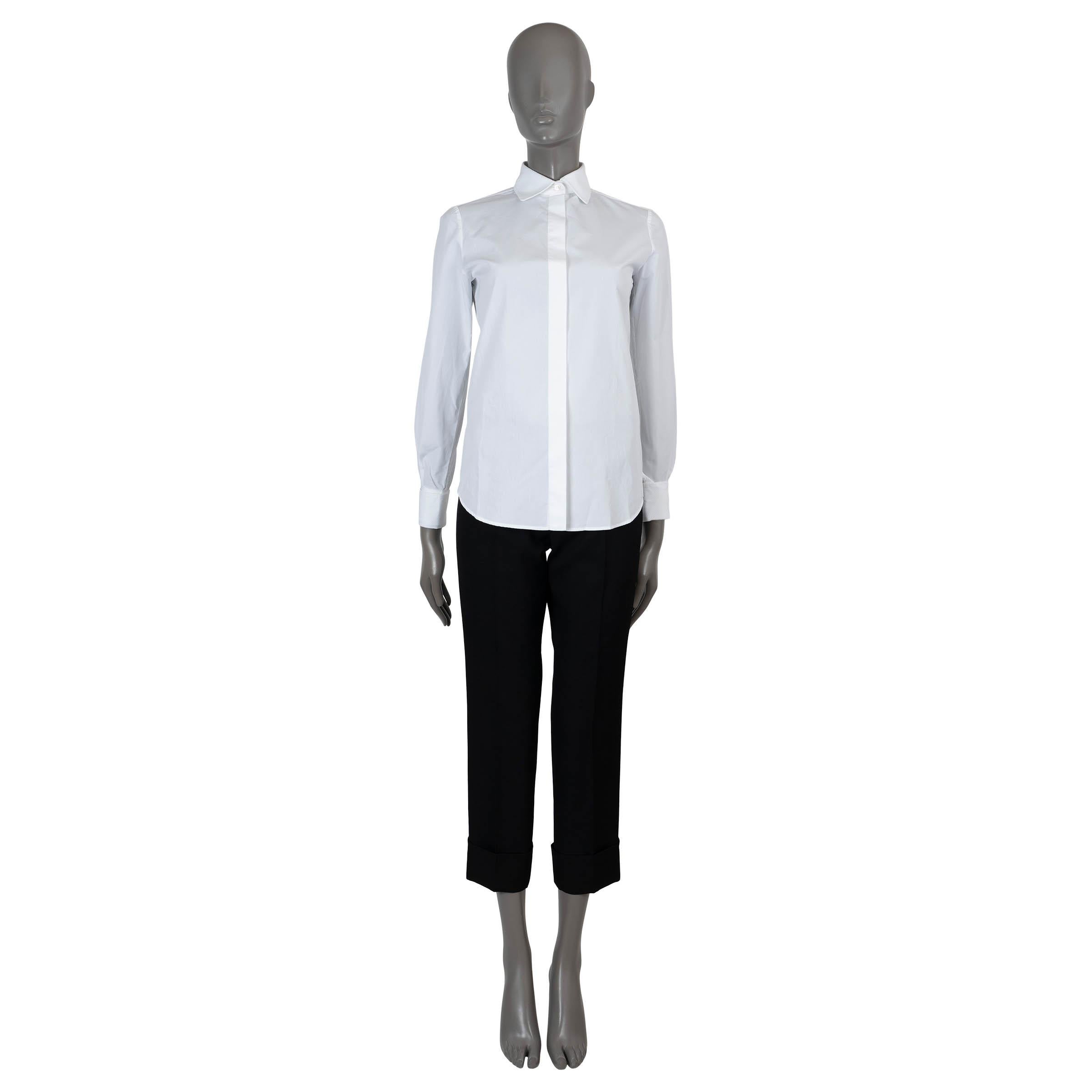 LORO PIANA white cotton PIQUE COLLAR POPLIN Button-Up Shirt 36 XXS In Excellent Condition For Sale In Zürich, CH
