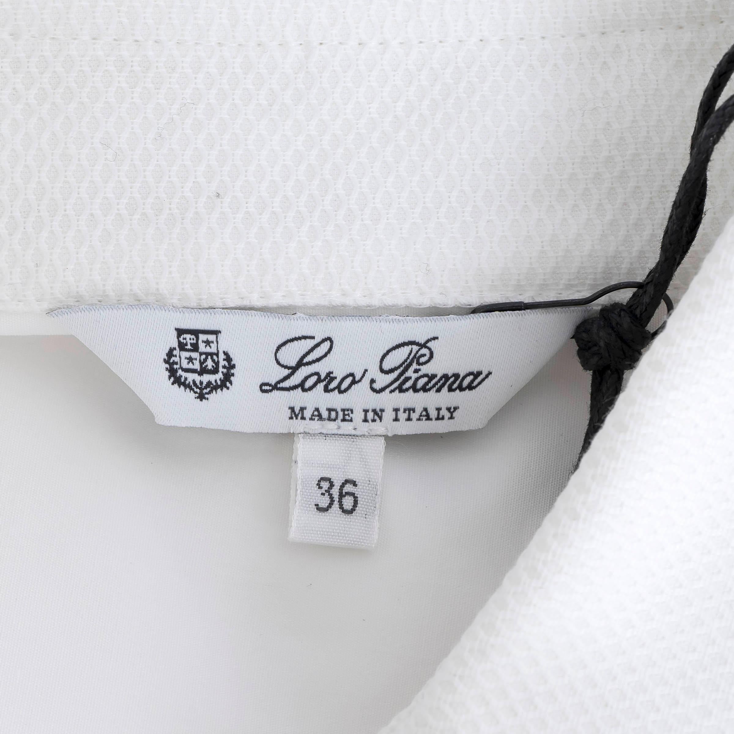 LORO PIANA white cotton PIQUE COLLAR POPLIN Button-Up Shirt 36 XXS For Sale 1