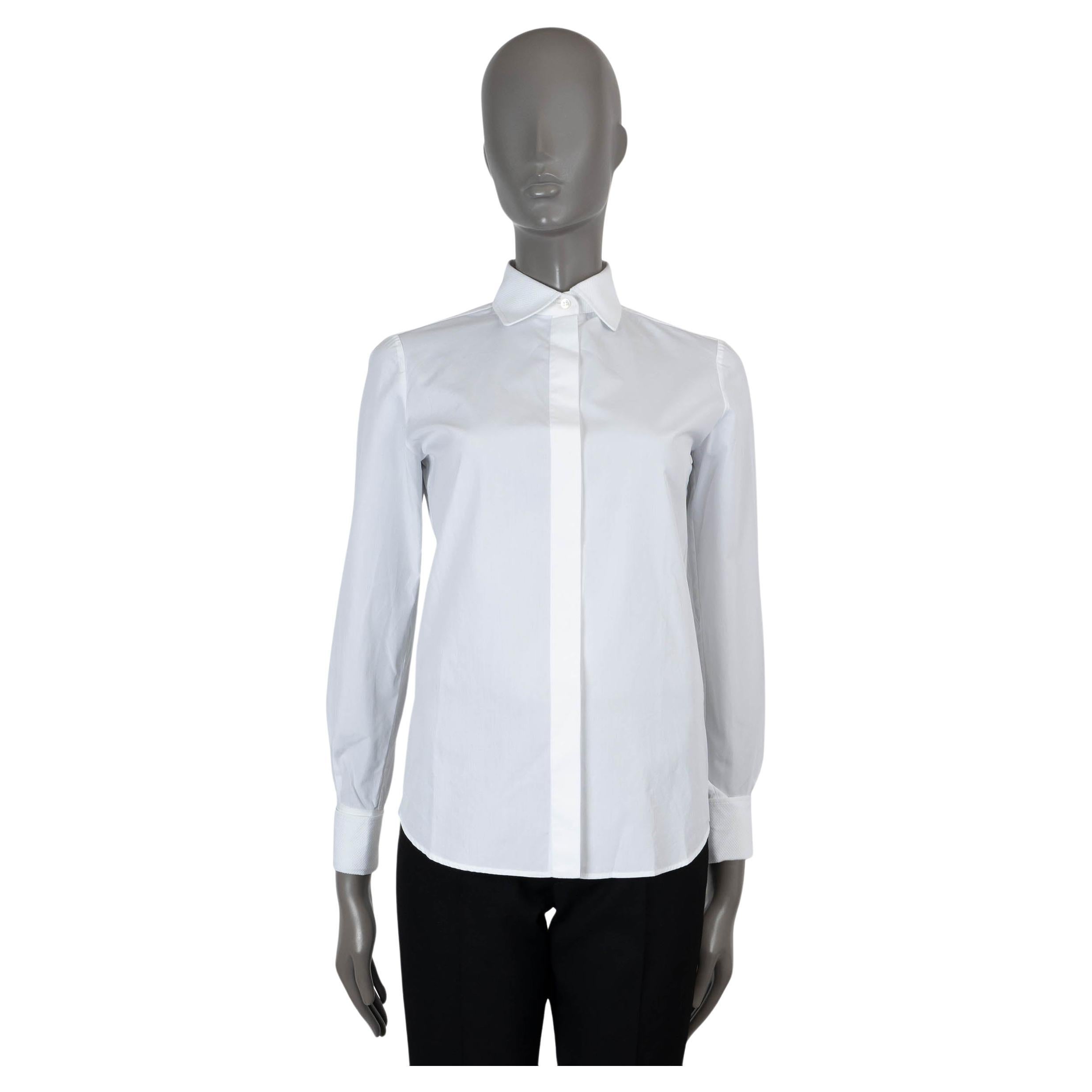 LORO PIANA white cotton PIQUE COLLAR POPLIN Button-Up Shirt 36 XXS For Sale