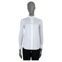LORO PIANA Chemise boutonnée en coton blanc PIQUE COLLAR POPLIN 36 XXS