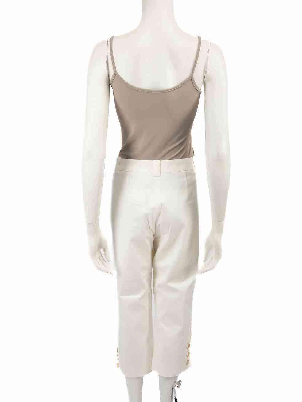 Loro Piana White Cropped Straight Leg Trousers Size XL In Good Condition For Sale In London, GB