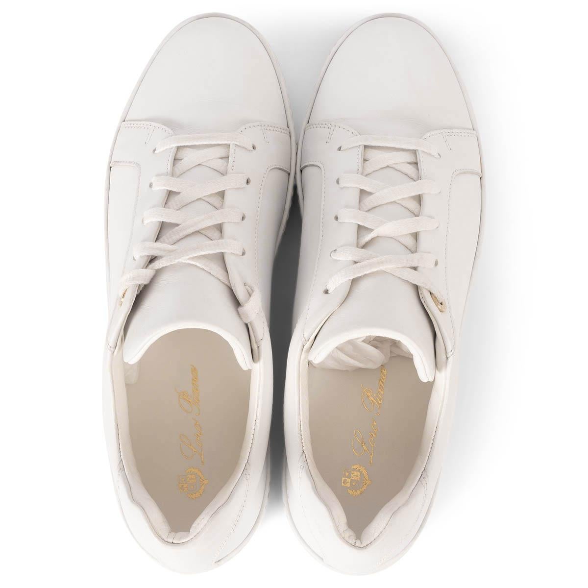 LORO PIANA cuir blanc NUAGES LOW TOP Sneakers Chaussures 41 fit 40 en vente 1