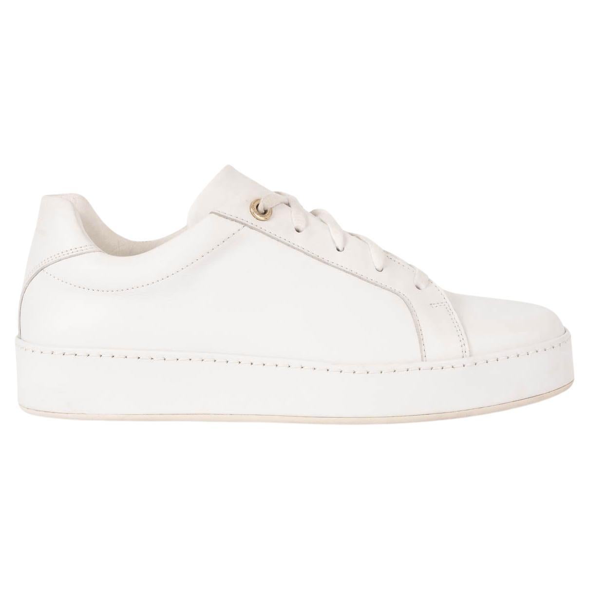 LORO PIANA white leather NUAGES LOW TOP Sneakers Shoes 41 fit 40 For Sale
