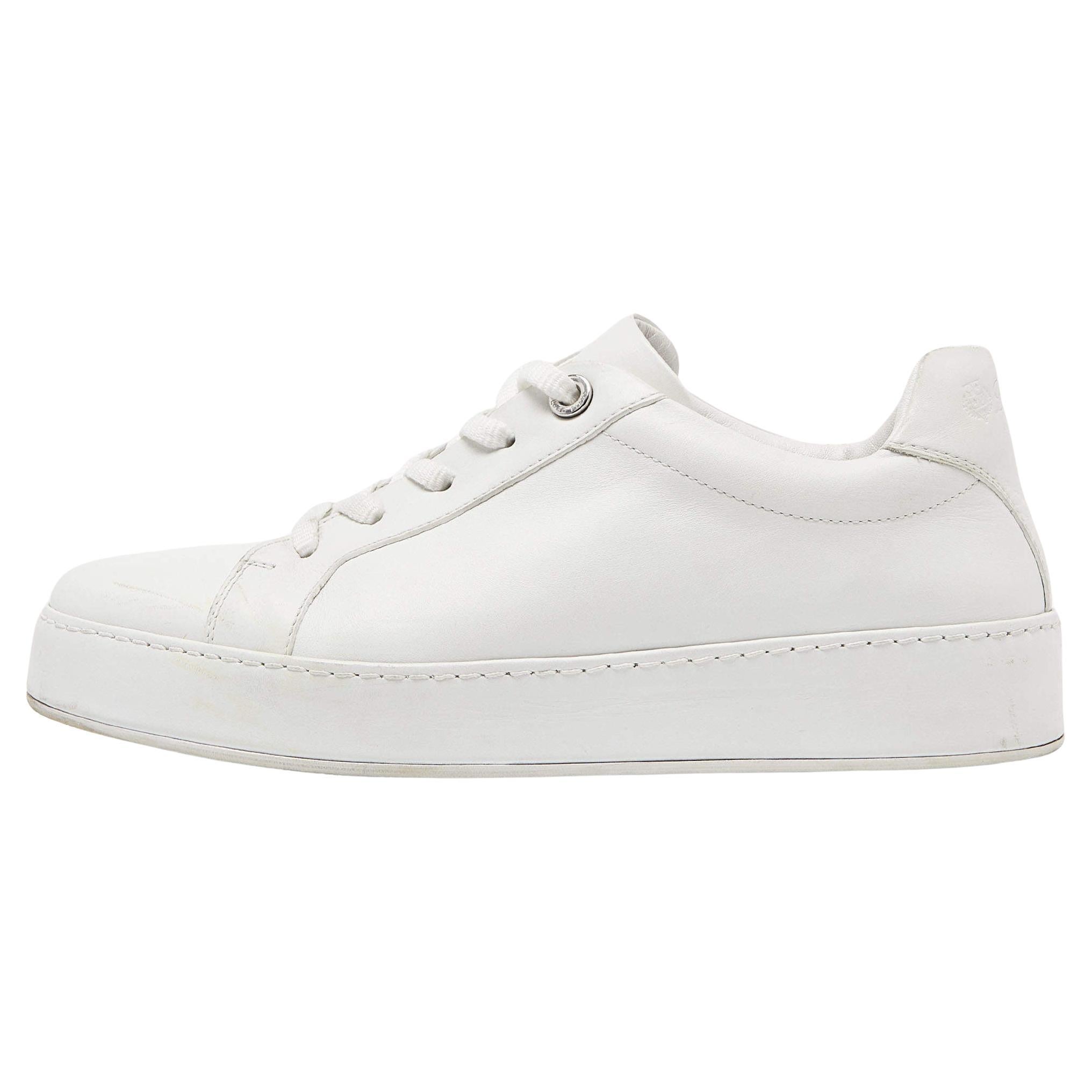 Loro Piana White Leather Nuages Sneakers Size 37.5