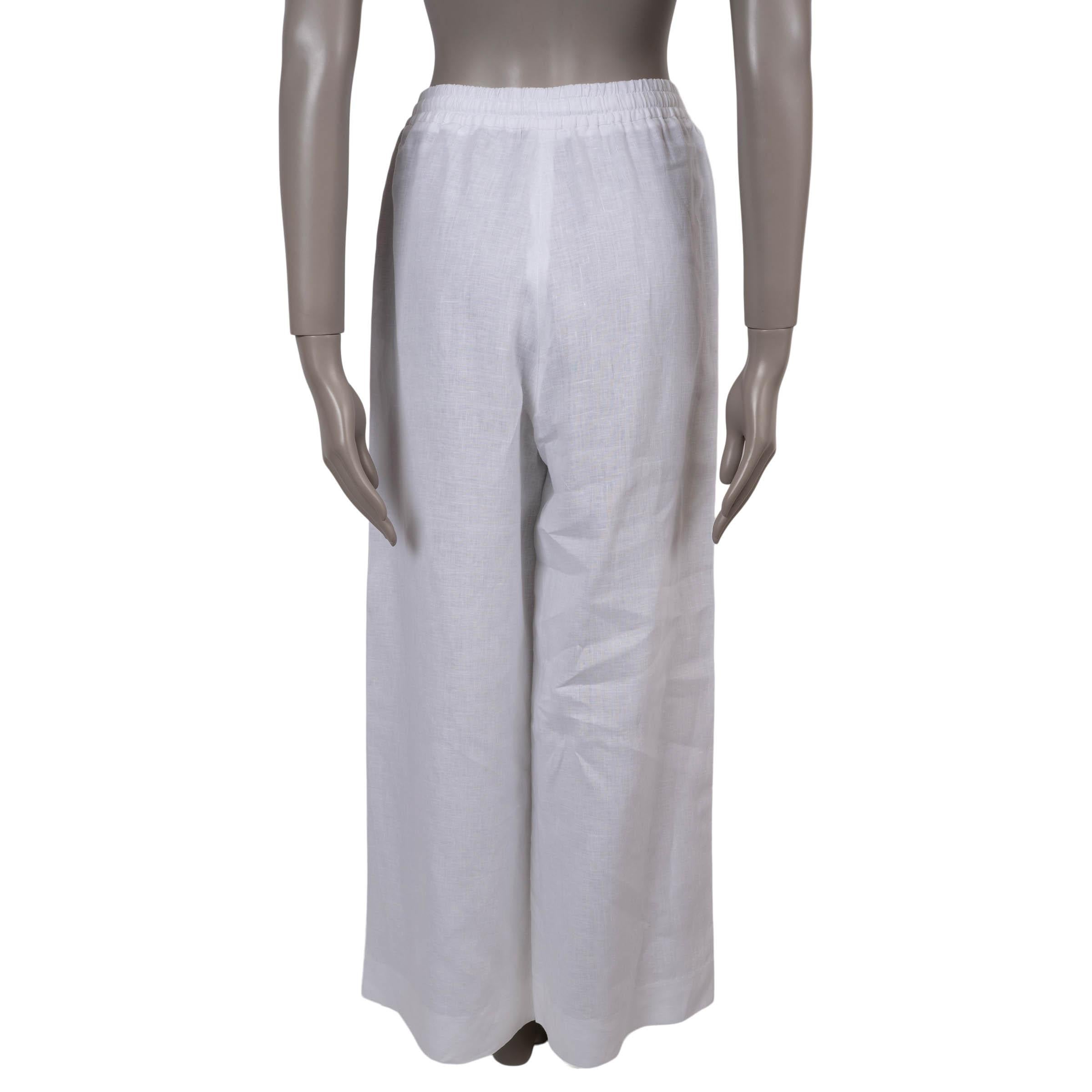 Gris LORO PIANA lin blanc 2023 GRAYSON WIDE LEG Pantalon S en vente