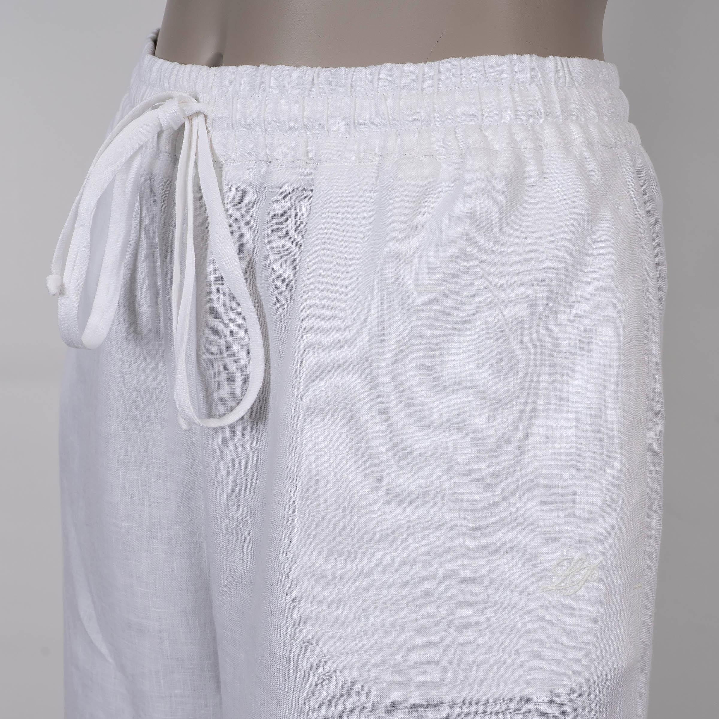 LORO PIANA lin blanc 2023 GRAYSON WIDE LEG Pantalon S Excellent état - En vente à Zürich, CH