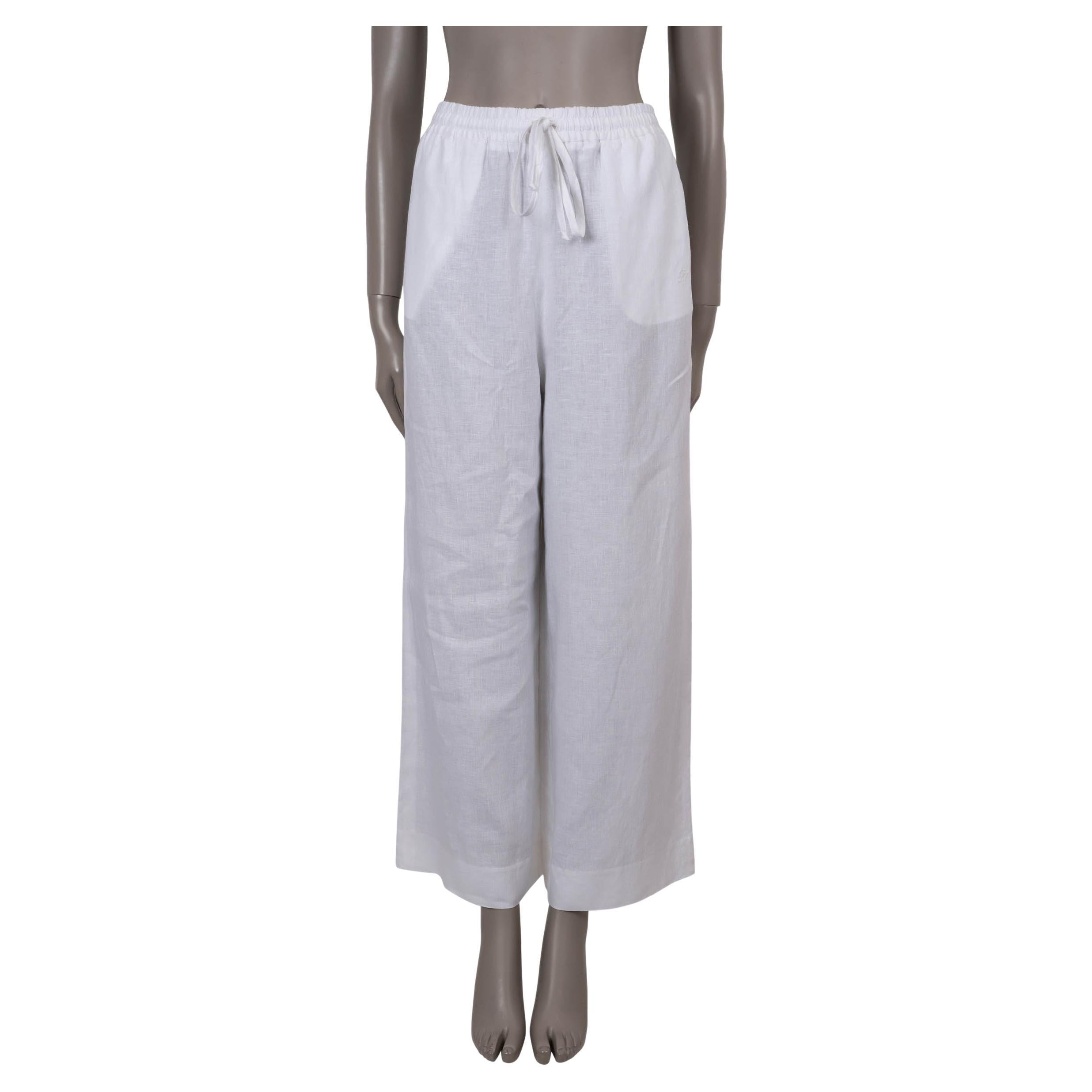 LORO PIANA white linen 2023 GRAYSON WIDE LEG Pants S