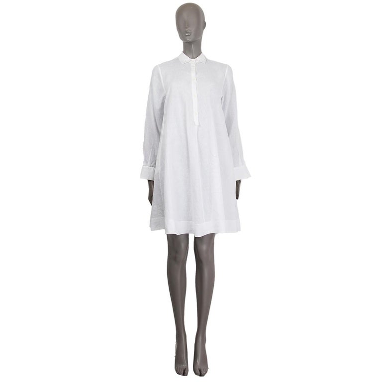 LORO PIANA white linen LONG SLEEVE SHIRT Dress L at 1stDibs | loro piana  linen shirt dress, loro piana white dress