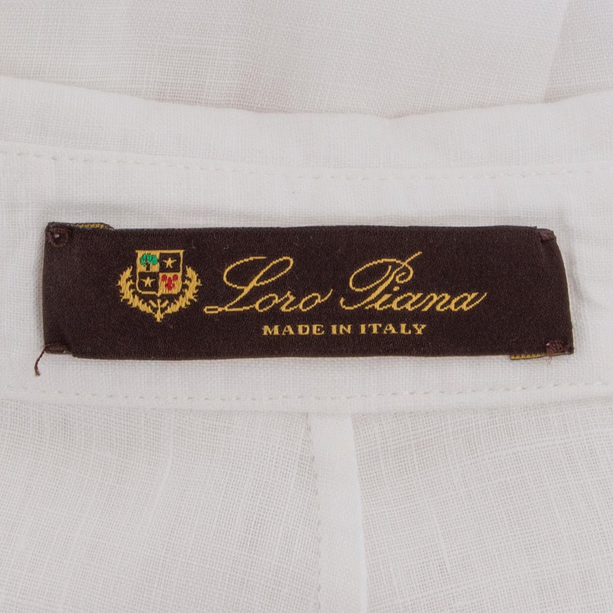 LORO PIANA white linen LONG SLEEVE SHIRT Dress L In Excellent Condition For Sale In Zürich, CH