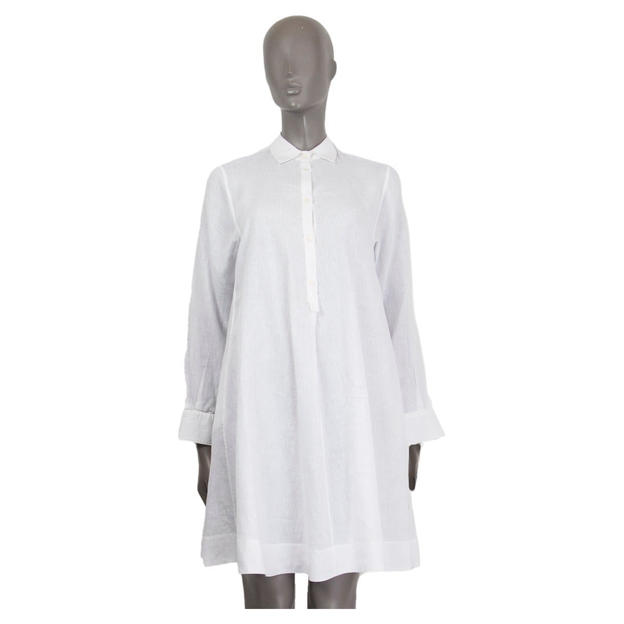 LORO PIANA white linen LONG SLEEVE SHIRT Dress L For Sale