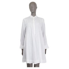 LORO PIANA LONG SLEEVE SHIRT Kleid aus weißem Leinen L